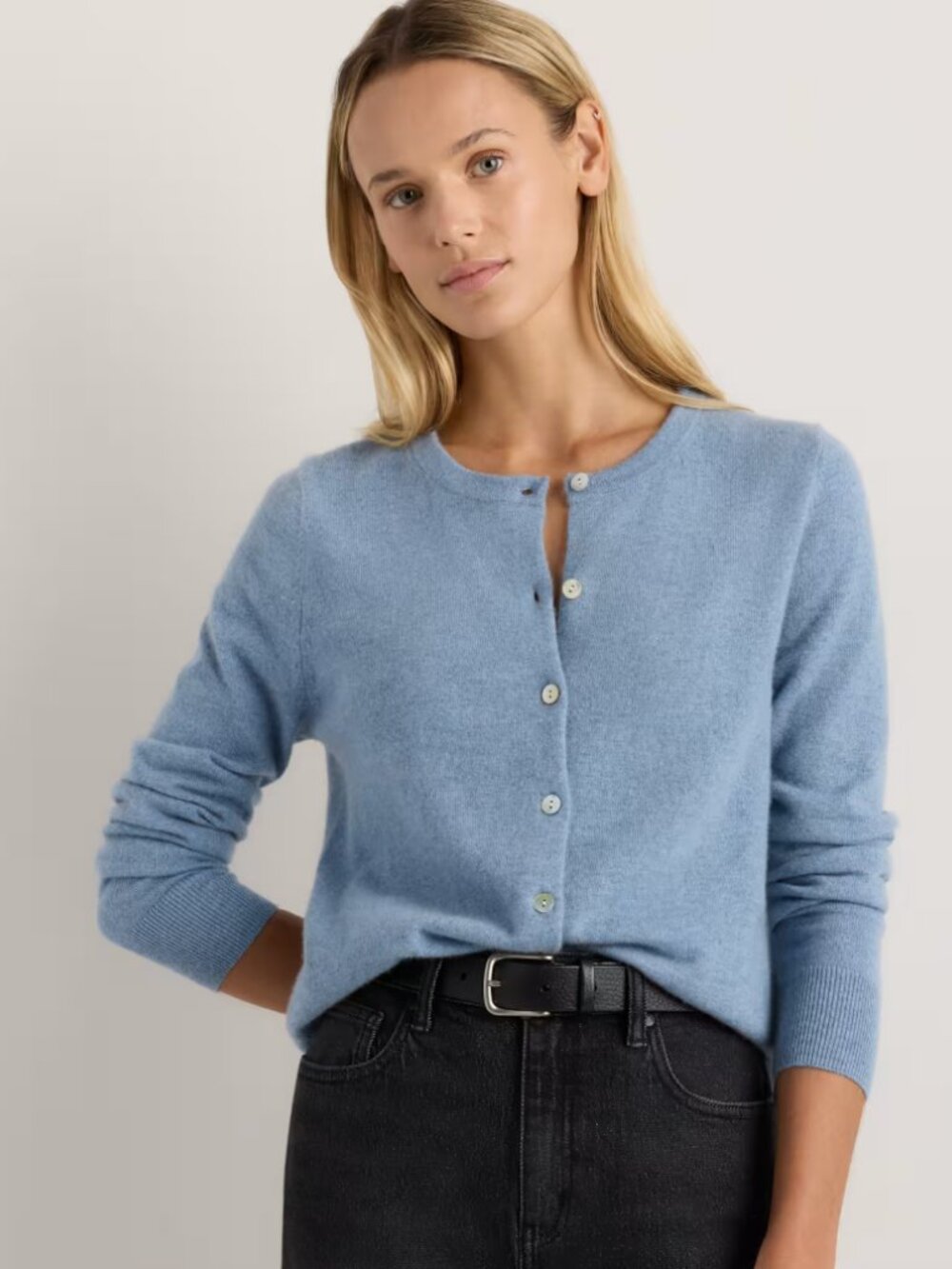 NWT Quince Mongolian Cashmere Cardigan Sweater - Blue Size Medium